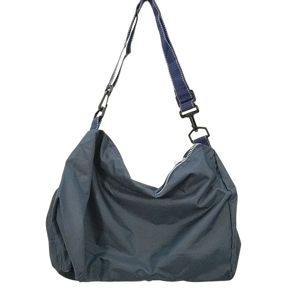 VTG 90s TIME Magazine Promo Messenger Bag Shoulder Tote Blue Nylon Travel Gym